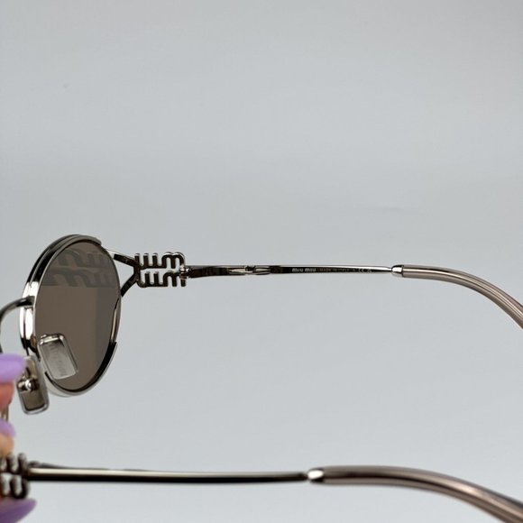 Miu Miu MU52YS 1BC10F BRAND NEW Sunglasses  Silver Pale Gold Oval Unisex - Picture 8 of 12